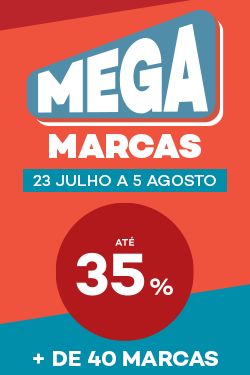 Campanha Mega Marcas em mais de 40 marcas com desconto até 35% sobre preço de venda ao público recomendado
